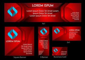 Red bold strong gradient company banner backdrop advertisement corporate set or pack vector