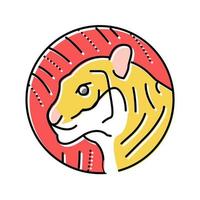 tiger chinese horoscope animal color icon vector illustration