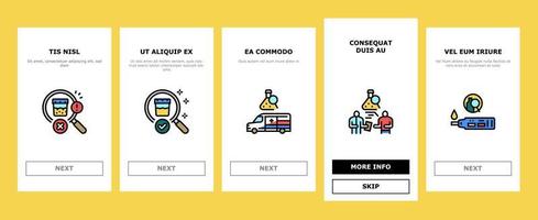 Drug Test Examination Device onboarding icons set vector