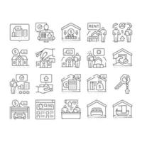 propiedad inmuebles hogar casa real iconos conjunto vector