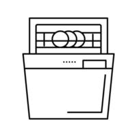 Ilustración de vector de icono de línea de equipo de lavavajillas