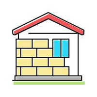 wall insulation outside mineral wool color icon vector illustration