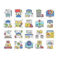 Logistics Business Collection Icons Set Vector Illustration