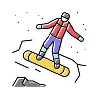 snowboarding extreme sport color icon vector illustration