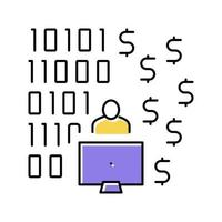 programmer developing financial application color icon vector illustration