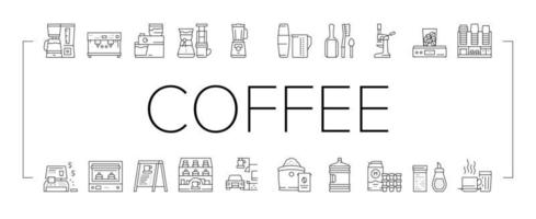 Coffee Shop Equipment Collection Icons Set Vector