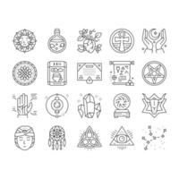 conjunto de iconos de colección de objetos astrológicos vector
