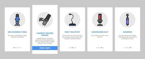 mic microphone voice podcast onboarding icons set vector