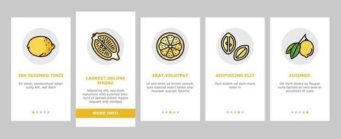 Lemon And Lime Vitamin Citrus onboarding icons set vector