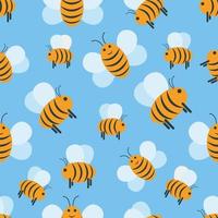 Seamless pattern. A bright children s pattern with the image of cute bees. Pattern with bees for the print. Vector illustration.