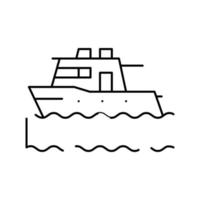 boat floating in sea line icon vector illustration