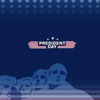 presidents day poster design with blue background and elements of USA flag and rushmore statue, for social media feed needs. Vector illustration