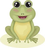 Frog. Cute cartoon frog. Cute children s drawing depicting a smiling frog. Vector illustration isolated on a white background