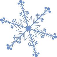 Beautiful blue snowflake. A snowflake of complex shape. A symbol of winter and new year. Vector illustration isolated on a white background