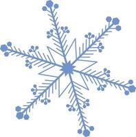 Beautiful blue snowflake. A snowflake of complex shape. A symbol of winter and new year. Vector illustration isolated on a white background