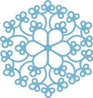 Beautiful blue snowflake. A snowflake of complex shape. A symbol of winter and new year. Vector illustration isolated on a white background