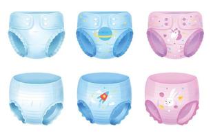 Realistic Diapers Set