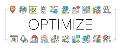 Optimize Operations Collection Icons Set Vector