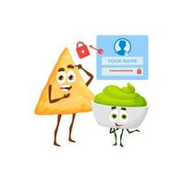 Forgot password cartoon nachos and guacamole sauce vector