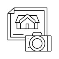 propiedad fotografía línea icono vector ilustración