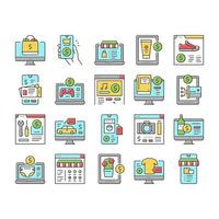 Shopping Online App Collection Icons Set Vector