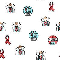 hiv aid health medical ribbon vector seamless pattern