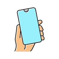 smartphone gadget in hand color icon vector illustration