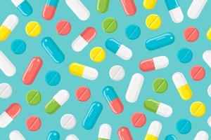 Seamless pattern with pills and capsules. Vector illustration.
