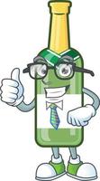 Champagne green bottle cartoon vector