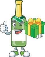 Champagne green bottle cartoon vector