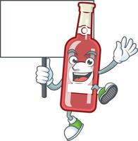 lindo, champán, botella roja, caricatura vector