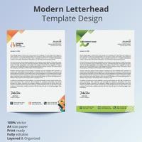 Modern Corporate Letterhead for Business. Orange and green color set. vector