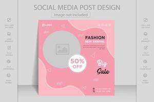 Social media, Facebook and Instagram post web banner template for online fashion sale with discount vector