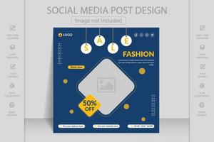 Fashion sale social media post design template. Editable minimal square banner template. Suitable for mobile app, web banner, flyer, wallpaper, flyers, invitation, posters, brochure, banners. vector