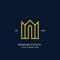 Premium Estate or House logo design illustration. Simple monogram luxury geometric residence real estate building creative symbol icon vector idea. Clean lines minimalist shape style modern colors