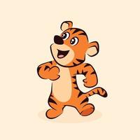 Vector cute tiger cartoon character vector illustration