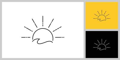 sun and wave logo vector design template