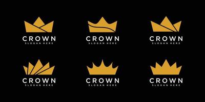 conjunto de diseño de vector de logotipo de corona