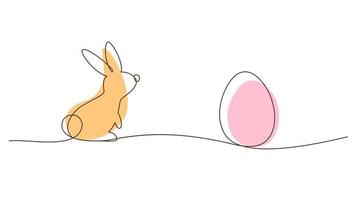 easter bunny one line drawn vector