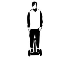 black and white abstract logo of a person on a gyro scooter vector