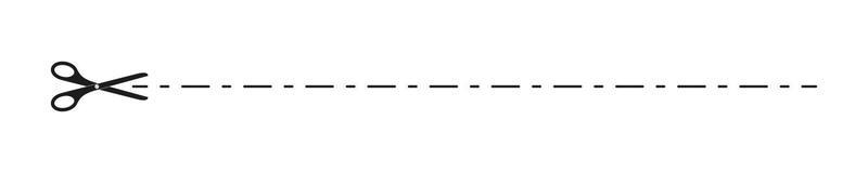 Scissors with dotted cut here line icon. Pictogram for coupons, vouchers, labels, paper pages