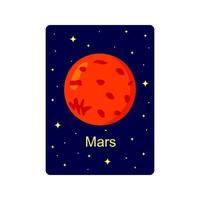 Mars planet. Children flashcard. Educational material for schools and kindergartens. Space science learning for kids vector