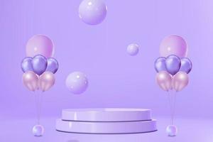 Festive podium stand product display scene with balloons vector