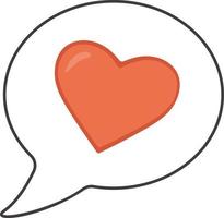 A hand-drawn speech bubble with a heart, highlighted on a white background. Vector element. The image of dialogue, thoughts, communication, love, Valentine's Day.love heart, speech bubble