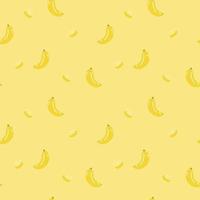 seamless hand drawn banana fruit repeat pattern, yellow background flat vector illustration design