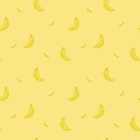 seamless hand drawn banana fruit repeat pattern, yellow background flat vector illustration design