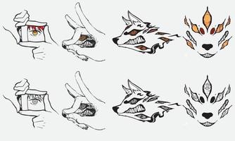 fox devil icon set vector