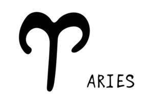 Hand drawn aries zodiac sign Esoteric symbol doodle Astrology clipart Element for design vector