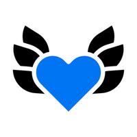 icono de corazón azul sólido estilo negro ilustración de san valentín elemento vectorial y símbolo perfecto. vector