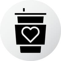 icono de taza relleno estilo blanco negro ilustración de san valentín elemento vectorial y símbolo perfecto. vector